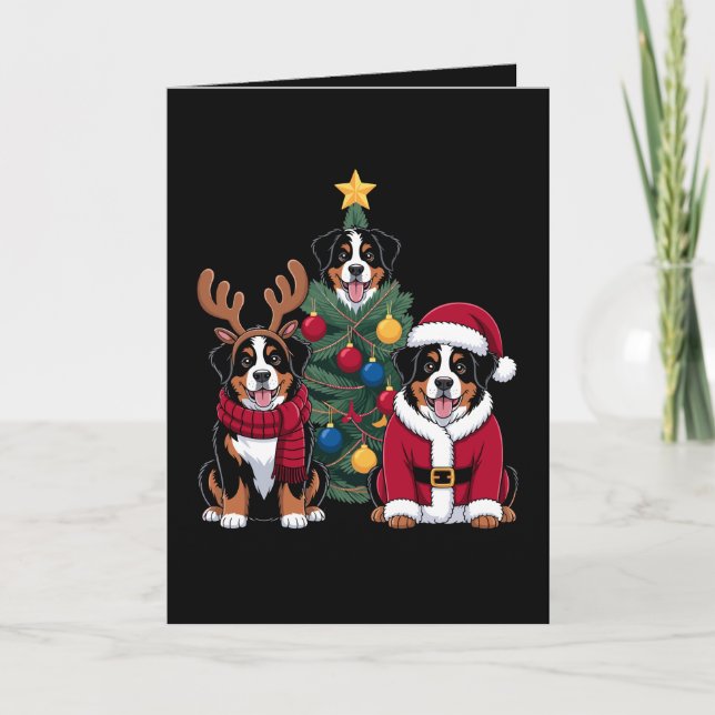 Jul Berner Sennenhund Jultomte Julgran Kort (Framsida)