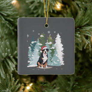 Jul Berner Sennenhund Mamma Valp Vinter Julgransprydnad Keramik