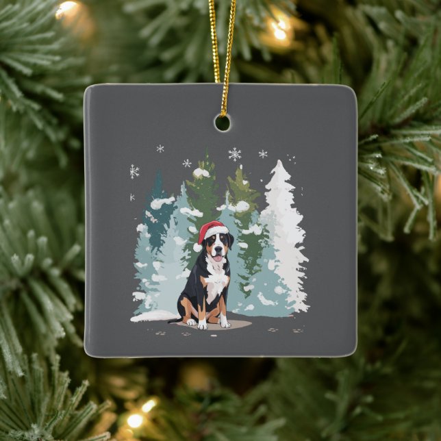 Jul Berner Sennenhund Mamma Valp Vinter  Julgransprydnad Keramik (Träd)