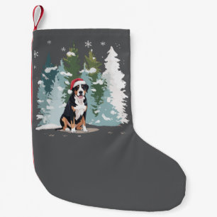 Jul Berner Sennenhund Mamma Valp Vinter Liten Julstrumpa