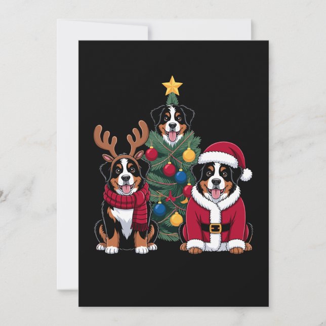 Jul Berner Sennenhund Tomte Julgran Inbjudningar (Framsida)