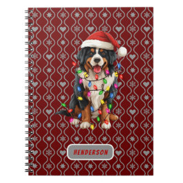 Jul Bernese Hund Santa Customized Namn Anteckningsbok