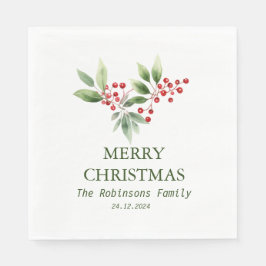 Jul Berry Gren Watercolor Pappersservett