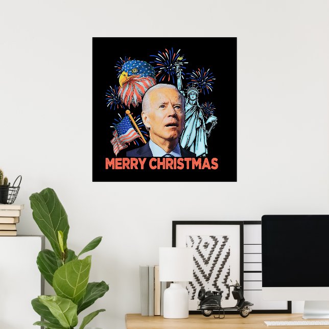 Jul Biden Funny Joe Biden Confused Julafton Poster (Hemmakontoret)