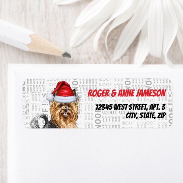 Jul Biewer Terrier Hund Helgdag Adress Returadress Etikett (Insitu)