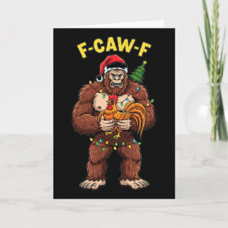 Jul Bigfoot Håller Kyckling Rolig Högtid Kort