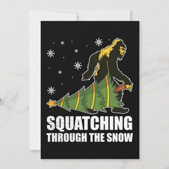 Jul-Bigfoot Hasar Genom Snön Julkort (Framsida)