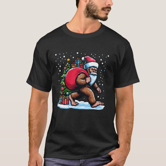 Jul Bigfoot Jultomten med gåvor Festi T Shirt (Framsida)