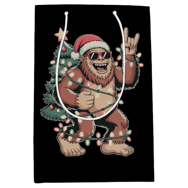 Jul Bigfoot Sasquatch Santa Hat Julafton Träd (Framsidan)