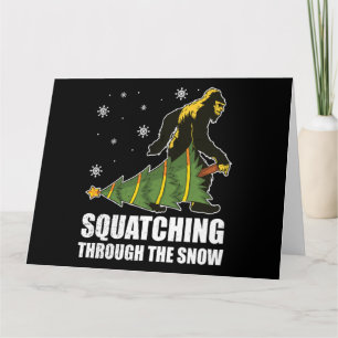 Jul Bigfoot som stretar genom snön Kort