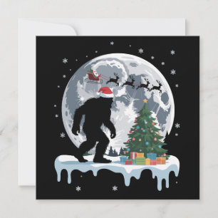 Jul Bigfoot Tomte Träd Släd Mån Julbock Snö Julkort