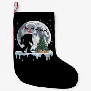Jul Bigfoot Tomte Träd Släd Mån Julbock Snö Liten Julstrumpa
