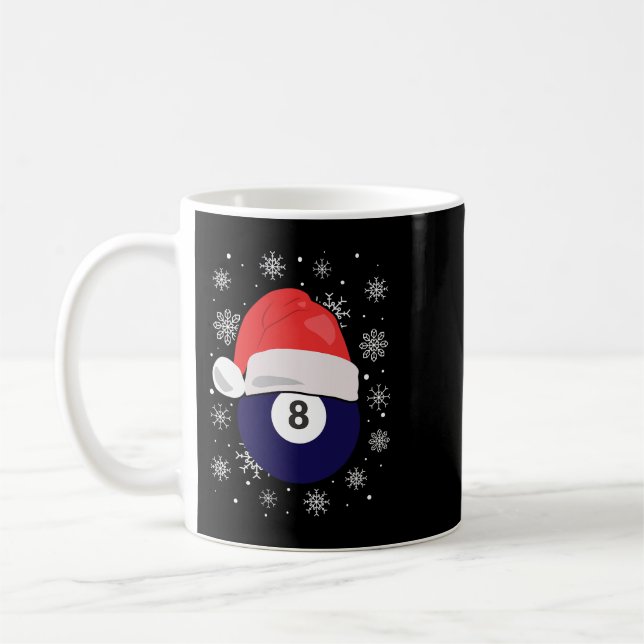 Jul Billiard Cueball 8 med Santa Hat Kaffemugg (Vänster)