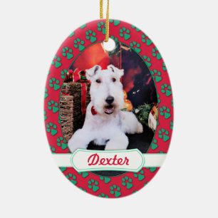 Jul - binda foxterriern - Dexter Julgransprydnad Keramik
