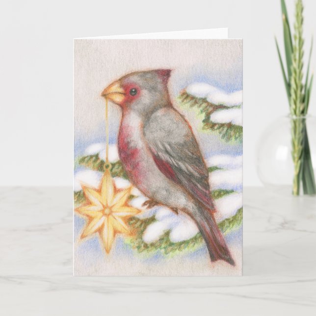 Jul Bird Desert Kardinal Star OrnamCard Helgkort (Framsida)