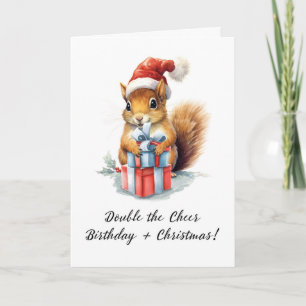 Jul Birthday Cute Watercolor Squirrel Kort