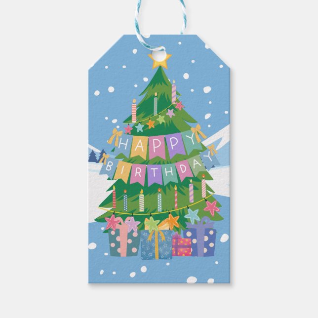 Jul Birthday Gift Märkres Dec. 25 Bday Presentetikett (Framsidan)