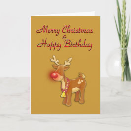 Jul Birthday Reindeer Guld Card Helgkort