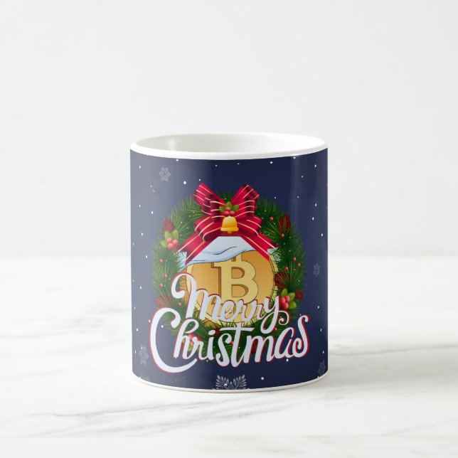 Jul Bitcoin inuti Julkrans Kaffemugg (Center)