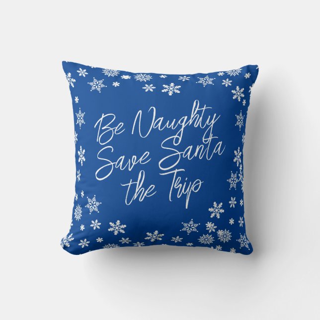 Jul Blå Naughn Spara Santa Resa Blue White Kudde (Framsida)