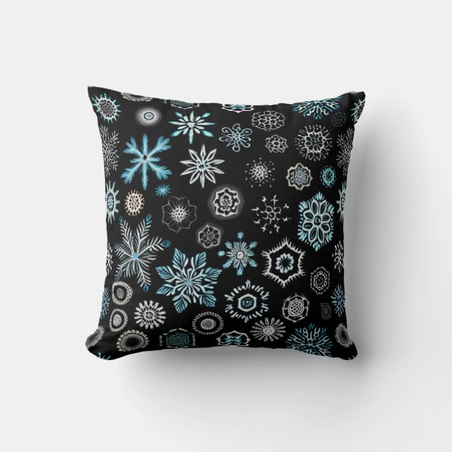 Jul Blå Snöflingor Kudde (Framsida)