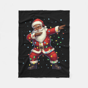 Jul Black African American Dabbing Santa Cla Fleecefilt