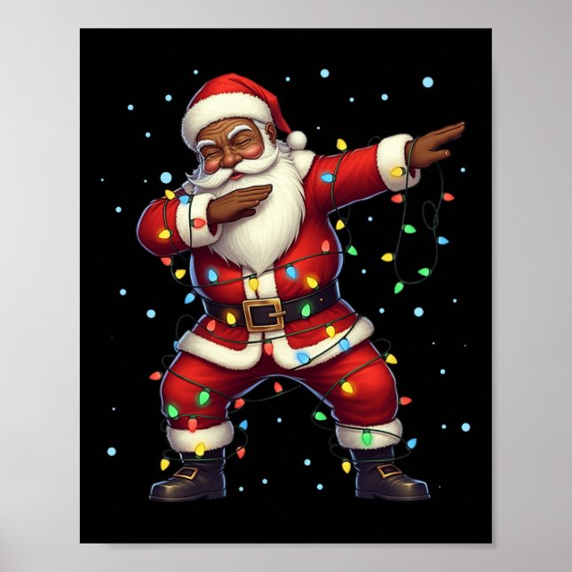 Jul Black African American Dabbing Santa Cla Poster (Framsidan)