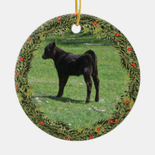 Jul Black Angus Calf Julgransprydnad Keramik
