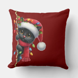 Jul Black Cat Helgdag Dekorativ kudde