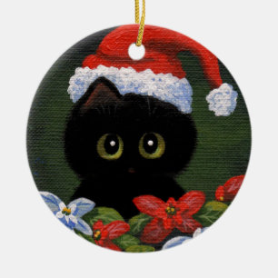 Jul Black Cat Jultomten Funny Creationarts Julgransprydnad Keramik