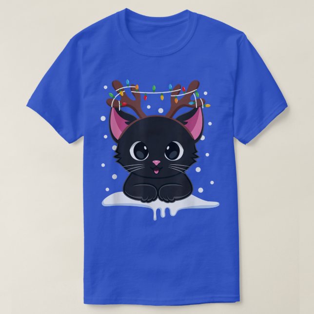 Jul Black Cat Reindeer Antlers Catmas Kvinnor T Shirt (Design framsida)