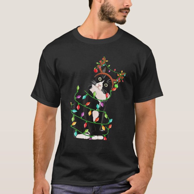 Jul Black Cat Reindeer Antlers Catmas Kvinnor T Shirt (Framsida)