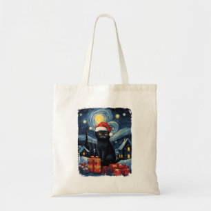 Jul Black Cat Starry Night Van Gogh Retro Ca Tygkasse