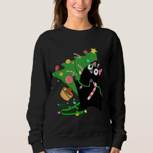 Jul Black Cat Zoomies knackar över julafton träd k T Shirt