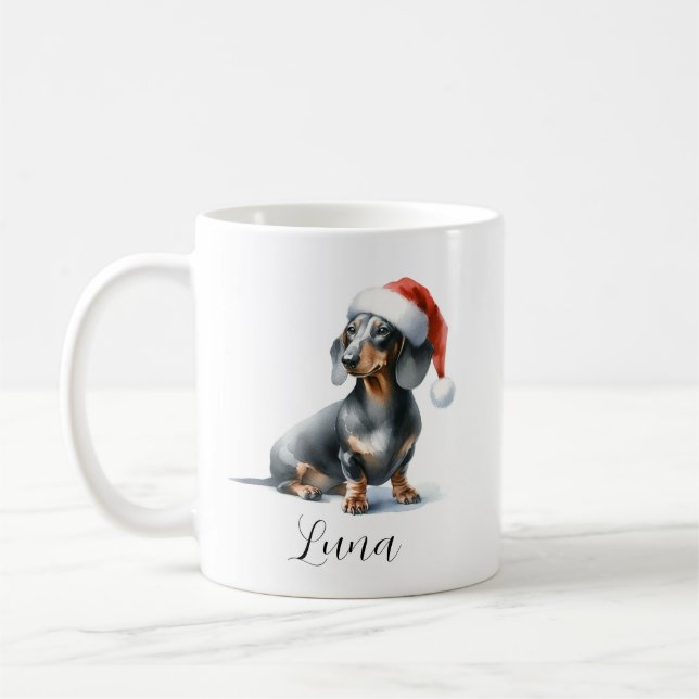Jul Black Dachshund Hund Hat Coffee Mugg (Vänster)