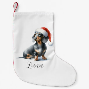 jul Black Dachshund Hund Hat Liten Julstrumpa