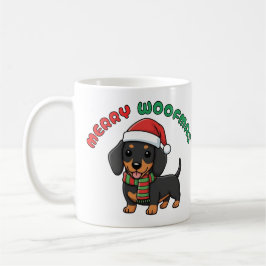 Jul Black Dachshund Mugg: Merry Woofmas Kaffemugg