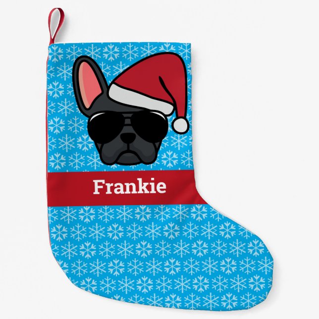 Jul Black Fransk Bulldog Liten Julstrumpa (Framsidan)