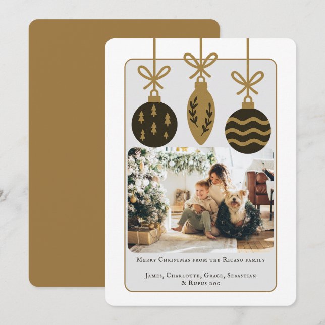Jul Black Guld Baubles Photo Template Julkort (Fram/baksida)