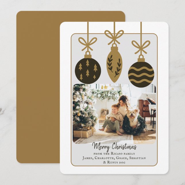 Jul Black Guld Baubles Photo Template Julkort (Fram/baksida)