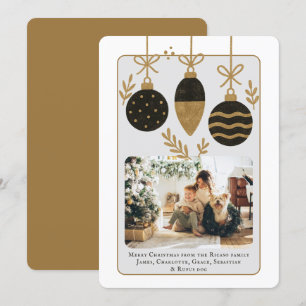 Jul Black Guld Baubles Photo Template Julkort