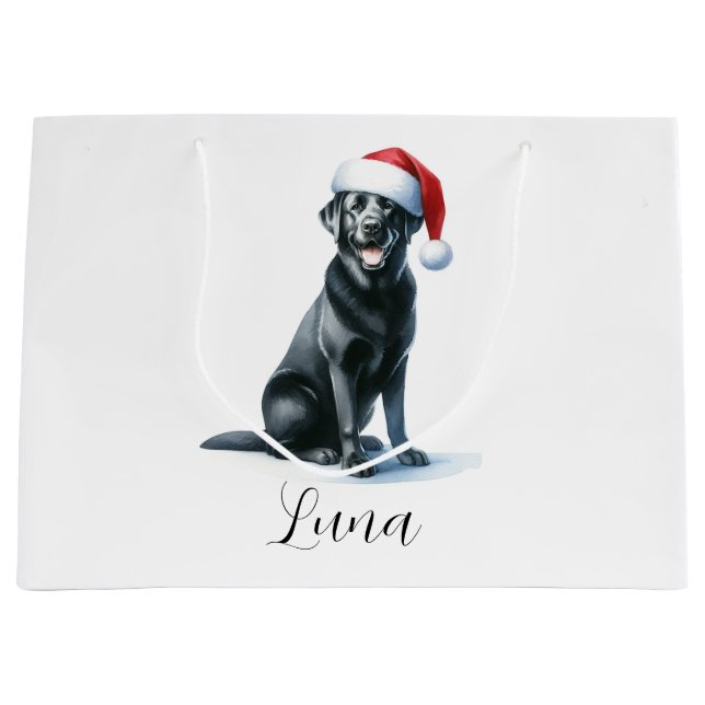 Jul Black Labrador Hund i Santa Hat Gift Bag (Framsidan)