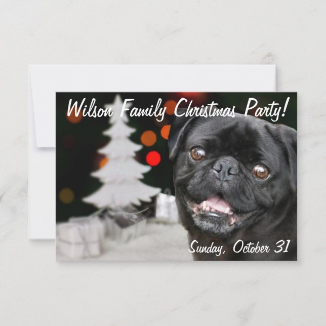 Jul Black Pug-fest Inbjudningar (Framsida)