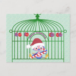 Jul Blåfågel i utsirad bur Anpassningsbar Helg Vykort