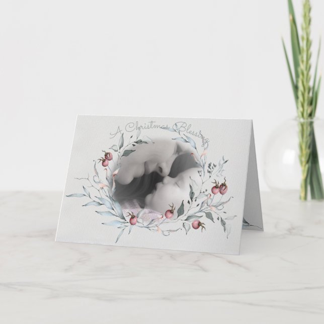 Jul Blanka vattenfärg Berries Fotokrans Kort (Framsida)