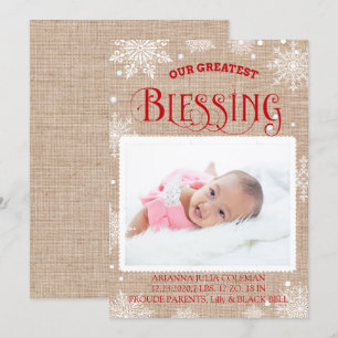 Jul Blating Birth-meddelande Inbjudningar
