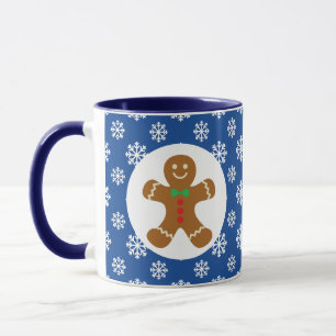 Jul/blått för vinterpepparkaksgubbesnöflingor mugg