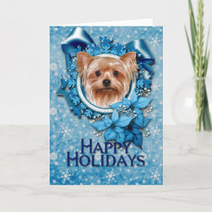 Jul - blåttsnöflingor - Yorkshire Terrier Helgkort