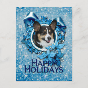 Jul - blåttSnowflake - Corgi Helg Vykort