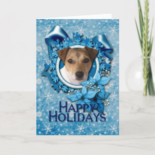 Jul - blåttSnowflake - jack Russell Helgkort